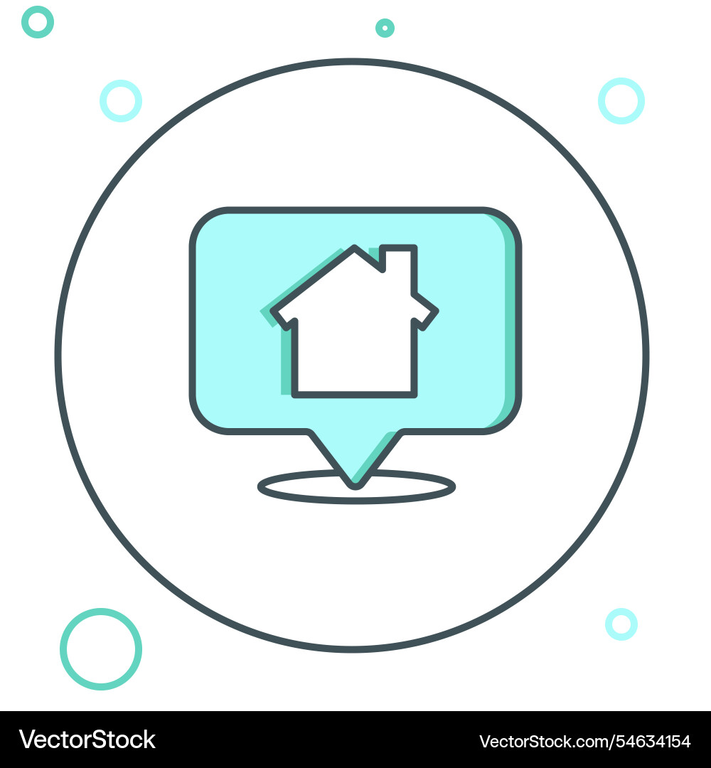 Line map pointer with house icon isolated vector image