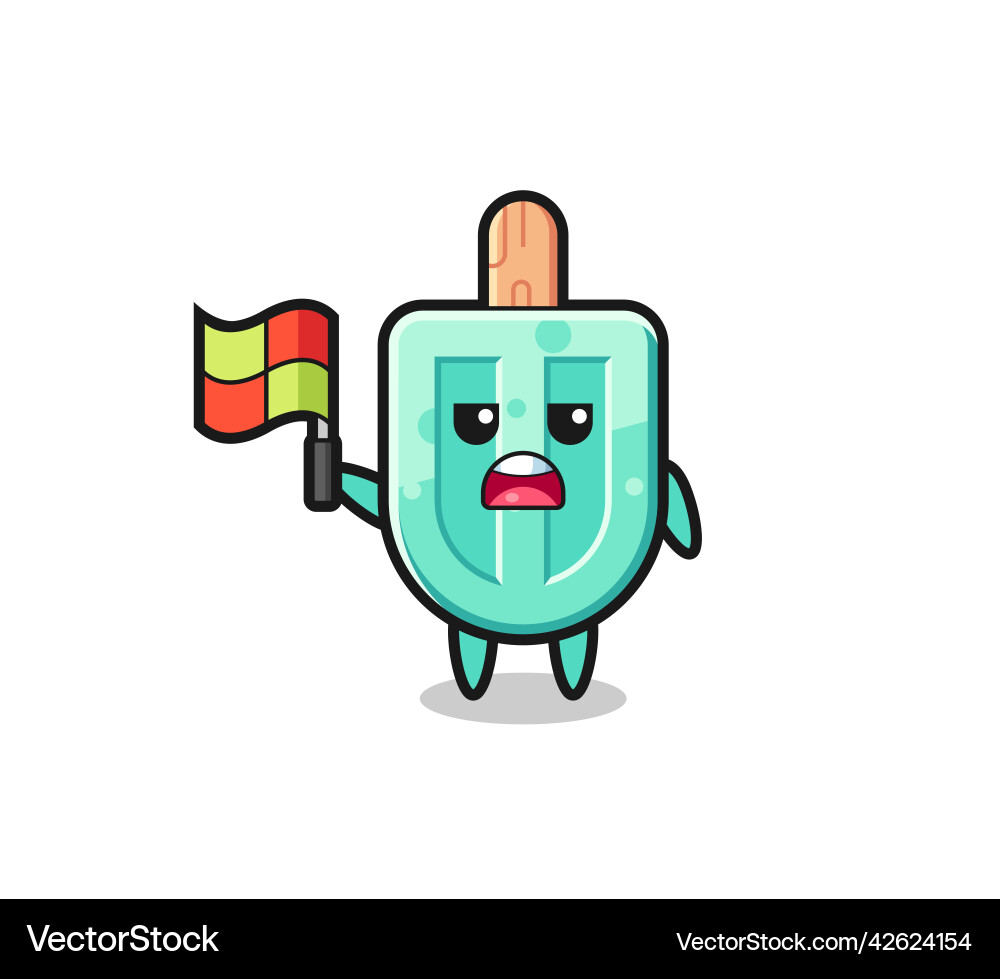 Popsicles character as line judge putting Vector Image