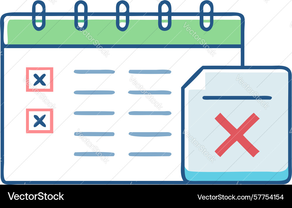Rejected events document icon for calendar Vector Image