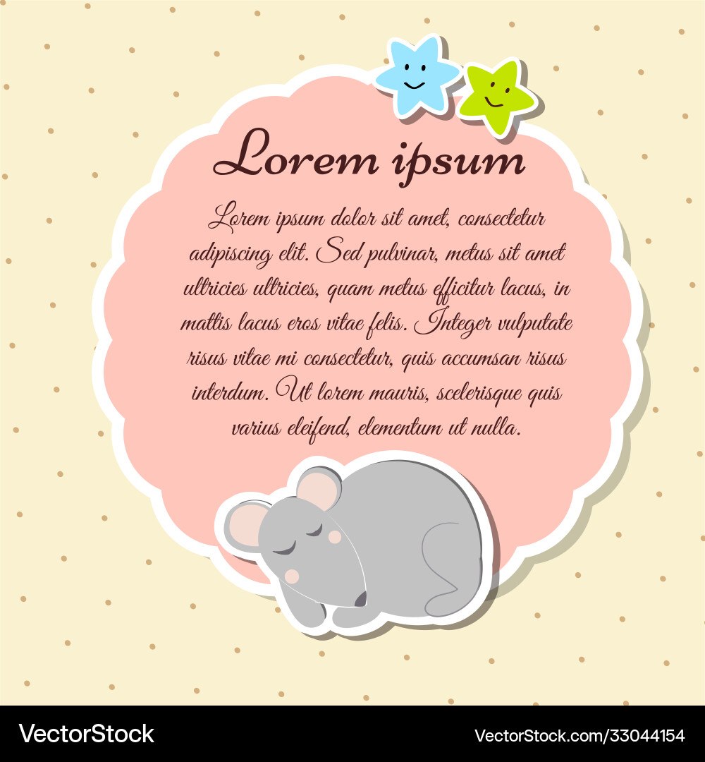 Retro template frame with a little sleeping mouse Vector Image