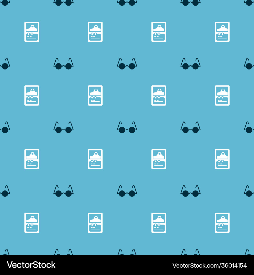 Set eyeglasses and card game on seamless pattern vector image