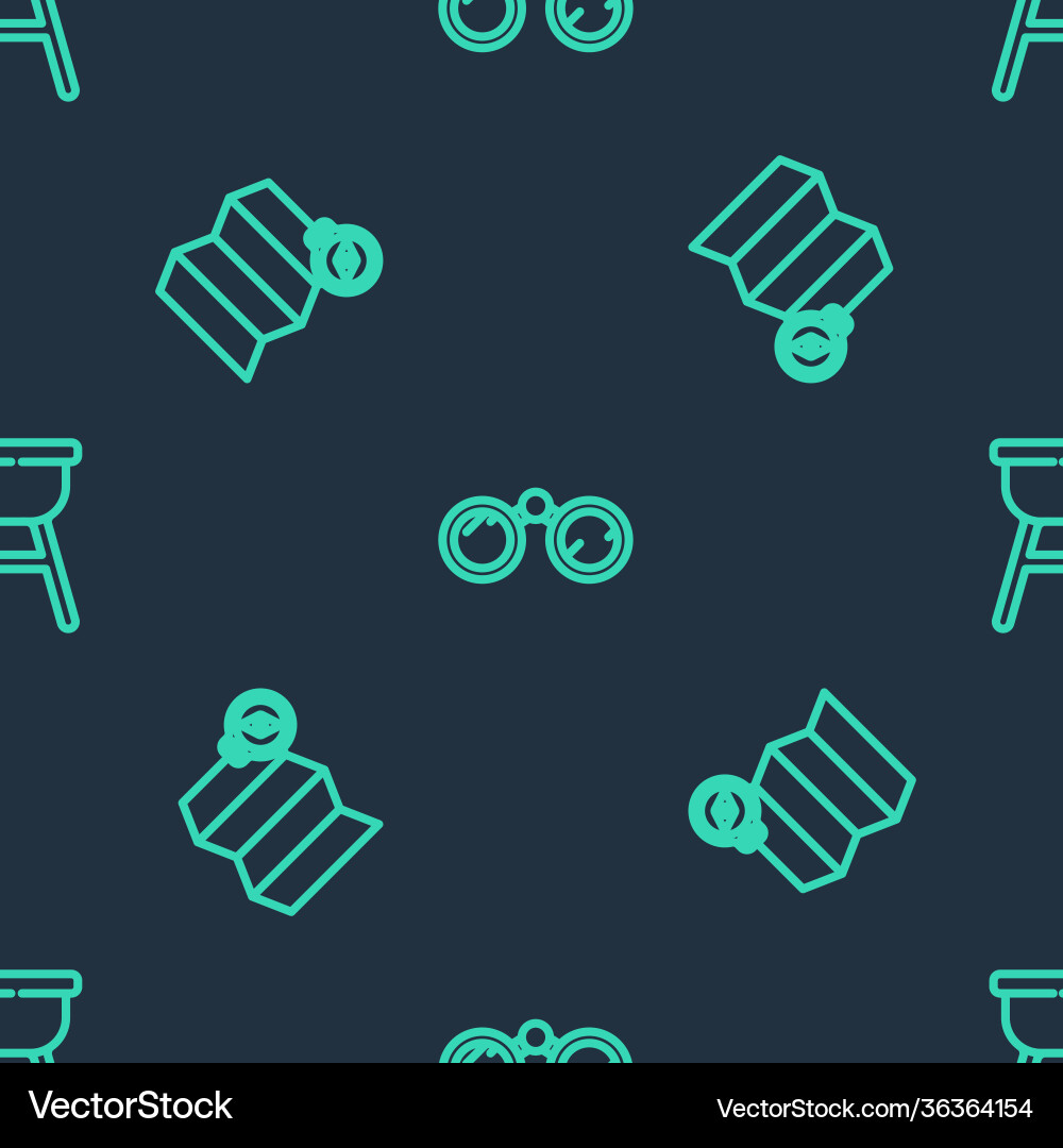 Set line binoculars location forest on map Set line binoculars location forest on map vector image