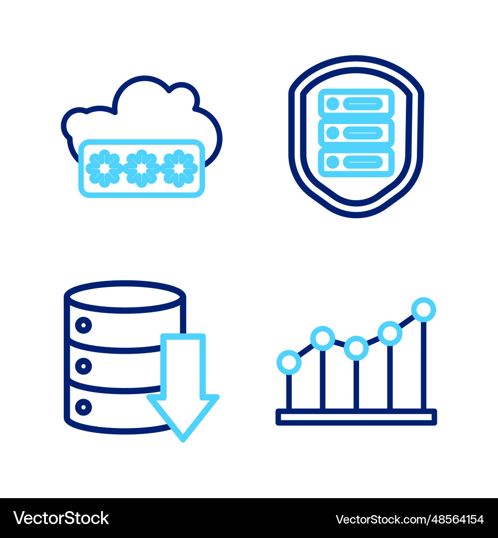 Set line pie chart infographic server data web Set line pie chart infographic server data web vector image