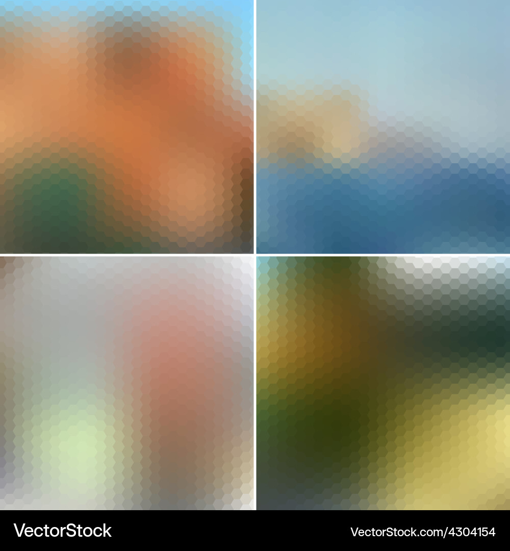 Set of nature blurred hexagonal unfocused Vector Image