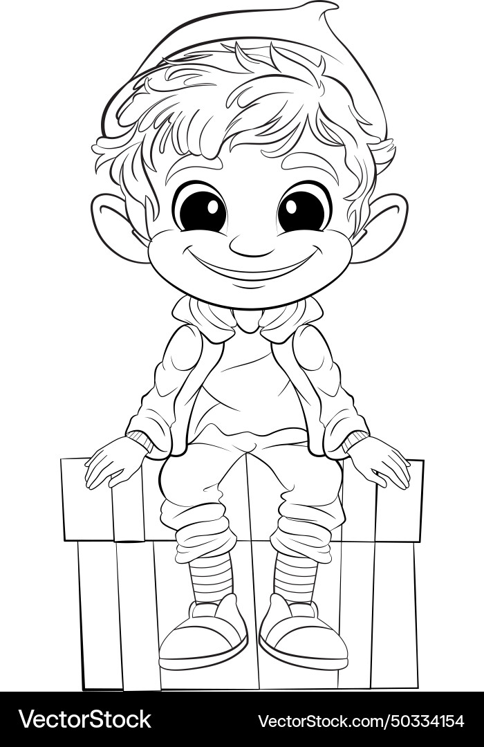 Smiling elf character in a playful pose Smiling elf character in a playful pose vector image