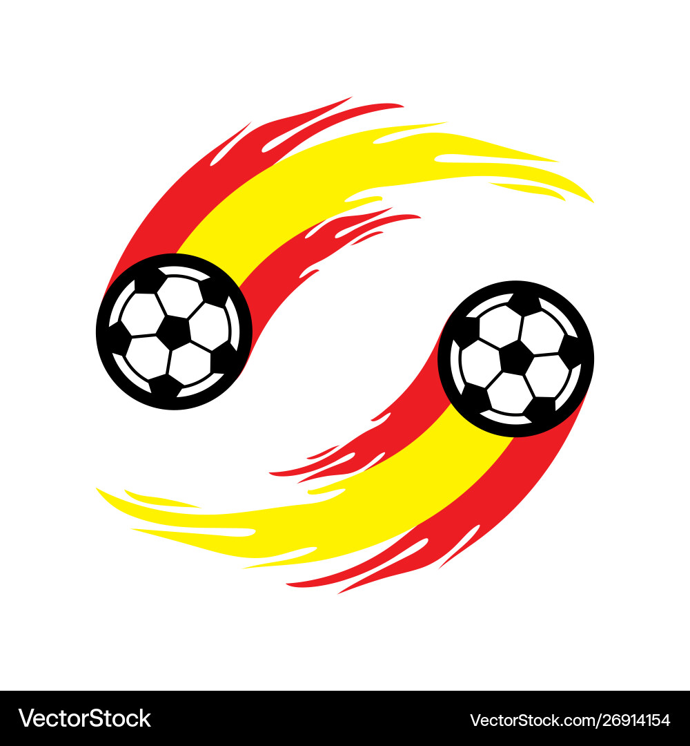 Soccer or football with fire tail in spain flag Vector Image