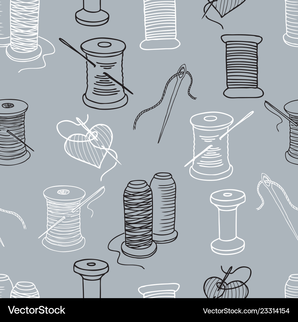 Thread Spool Seamless Pattern Vector Image