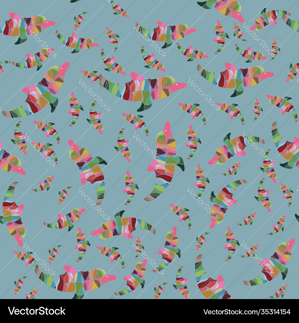 Underwater colorful dolphin repeat pattern print Underwater colorful dolphin repeat pattern print Vector Image