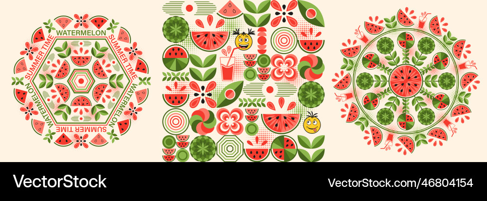 Watermelon patterns in simple geometric style Watermelon patterns in simple geometric style vector image