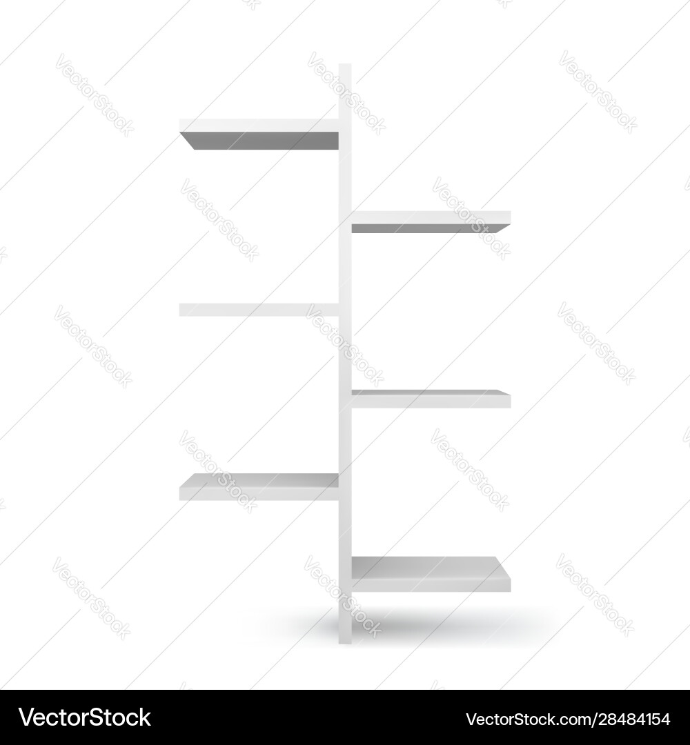 White empty bookshelf template realistic isolated White empty bookshelf template realistic isolated vector image