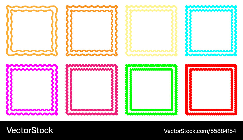 Zigzag edge rectangle frame icon set vector image