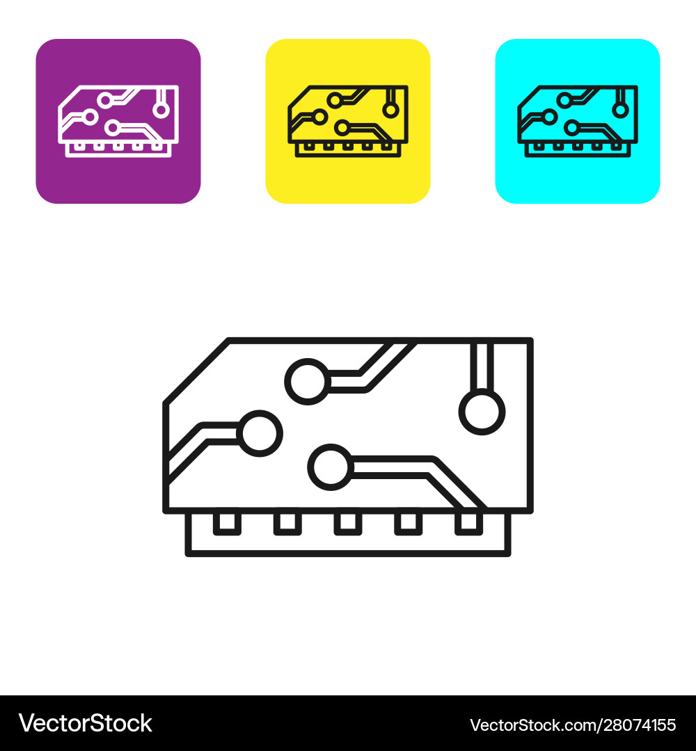 Black line ram random access memory icon isolated Vector Image