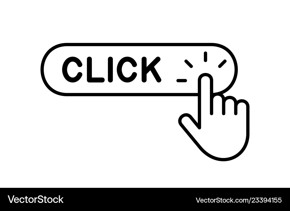 Click Button with Hand Icon vector image