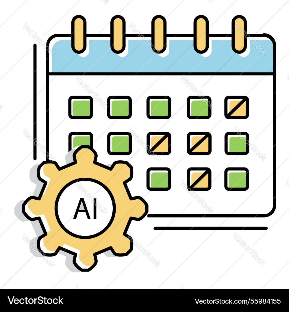 Deadline notification ai automation alert icon vector image