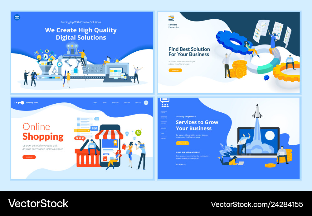 Flat Web Page Templates & Concepts vector image