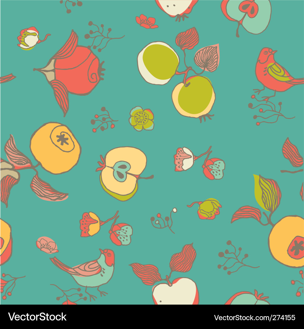 Floral Bird Pattern Vector Image