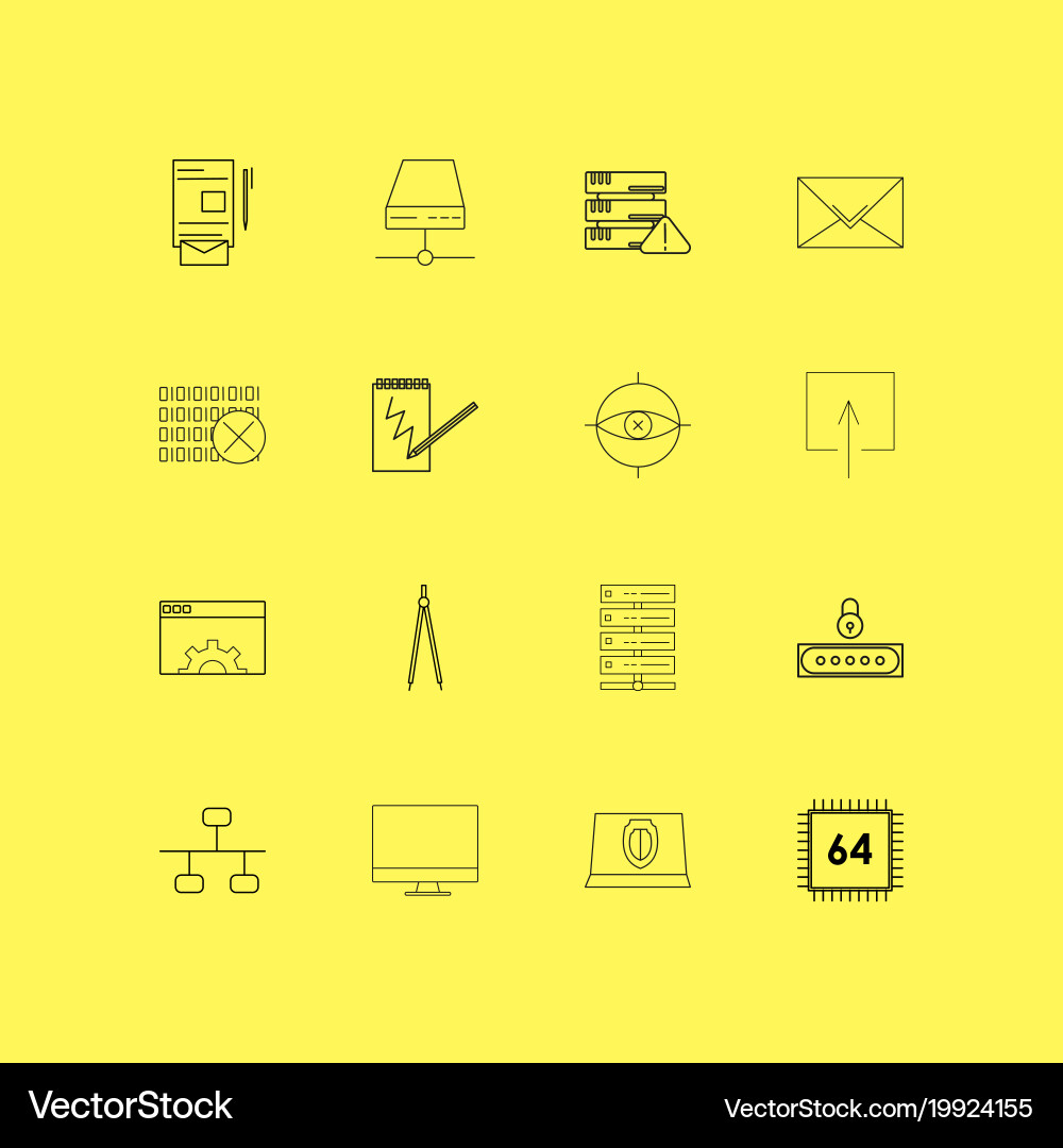 Internet technologies linear icon set simple vector image