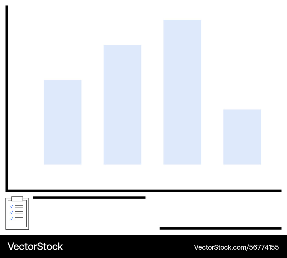 Minimalist bar chart with clipboard element Minimalist bar chart with clipboard element vector image