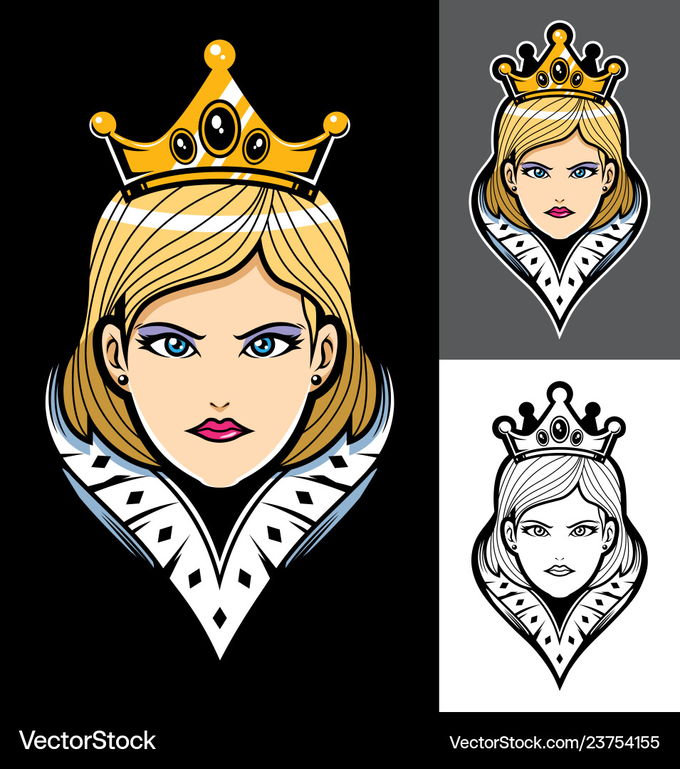 Queen Portrait - Mascot Set Vektorbild