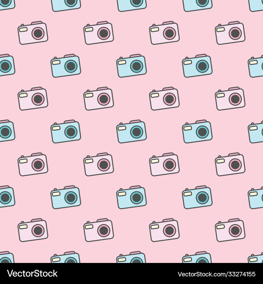 Seamless repeat pattern design with camera element Vector Image