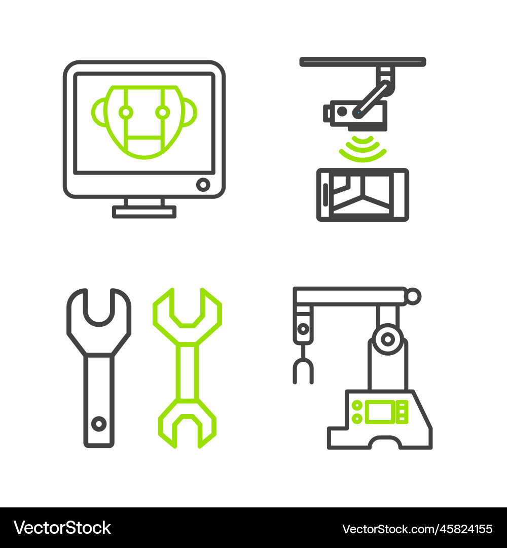 Set line assembly spanner wireless Set line assembly spanner wireless vector image