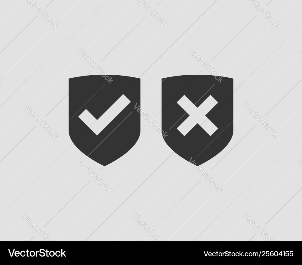 Shield icon with mark symbol design element Shield icon with mark symbol design element Vector Image