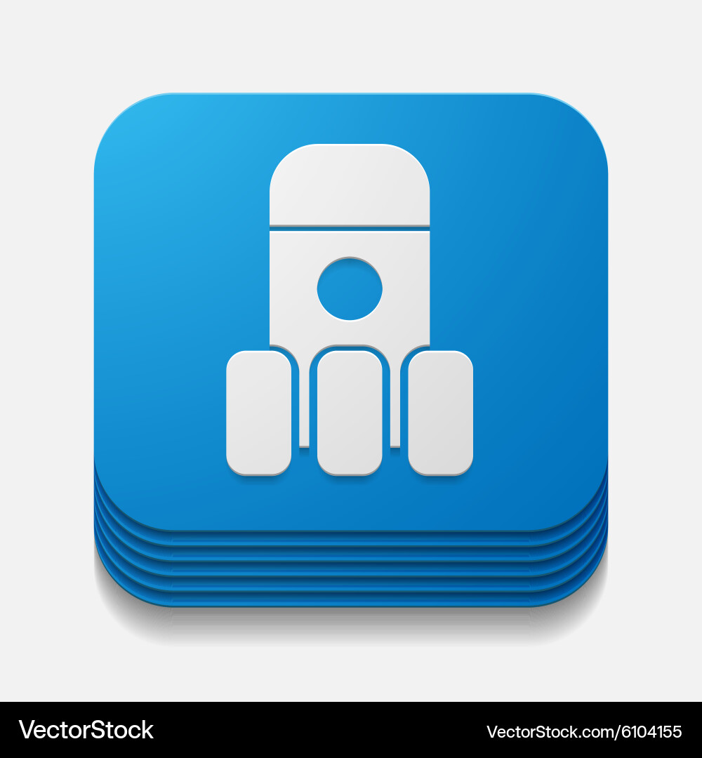Square button rocket vector image