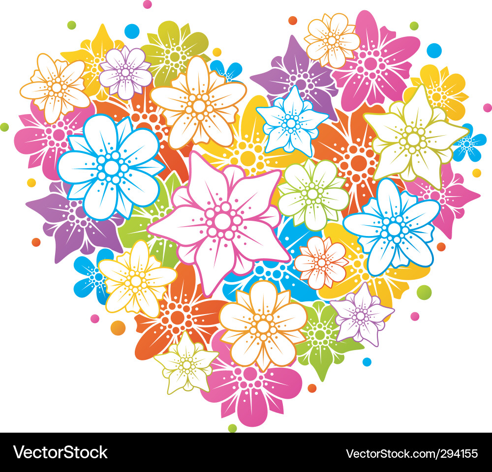 Vibrant Blumen Herz Muster vektorbild
