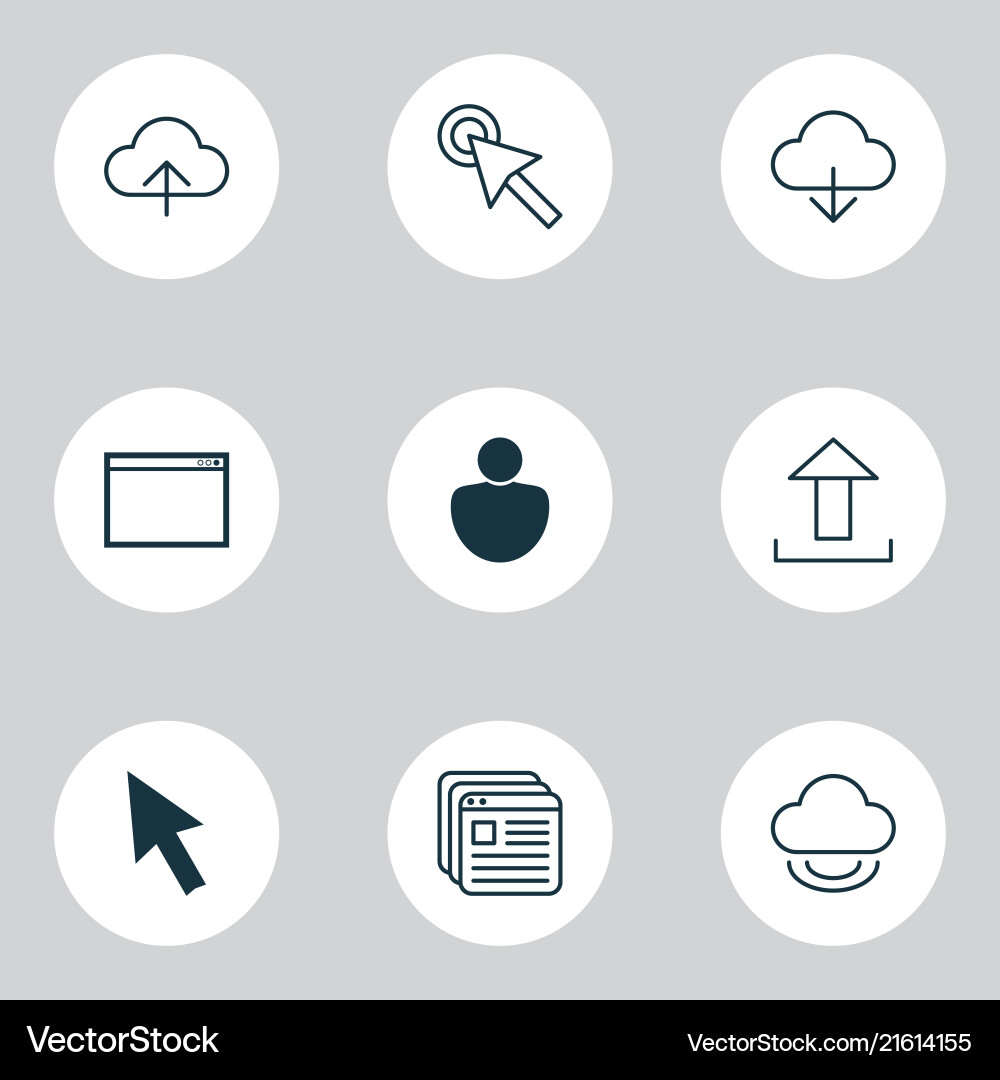 Web icons set with virtual upload human Web icons set with virtual upload human vector image