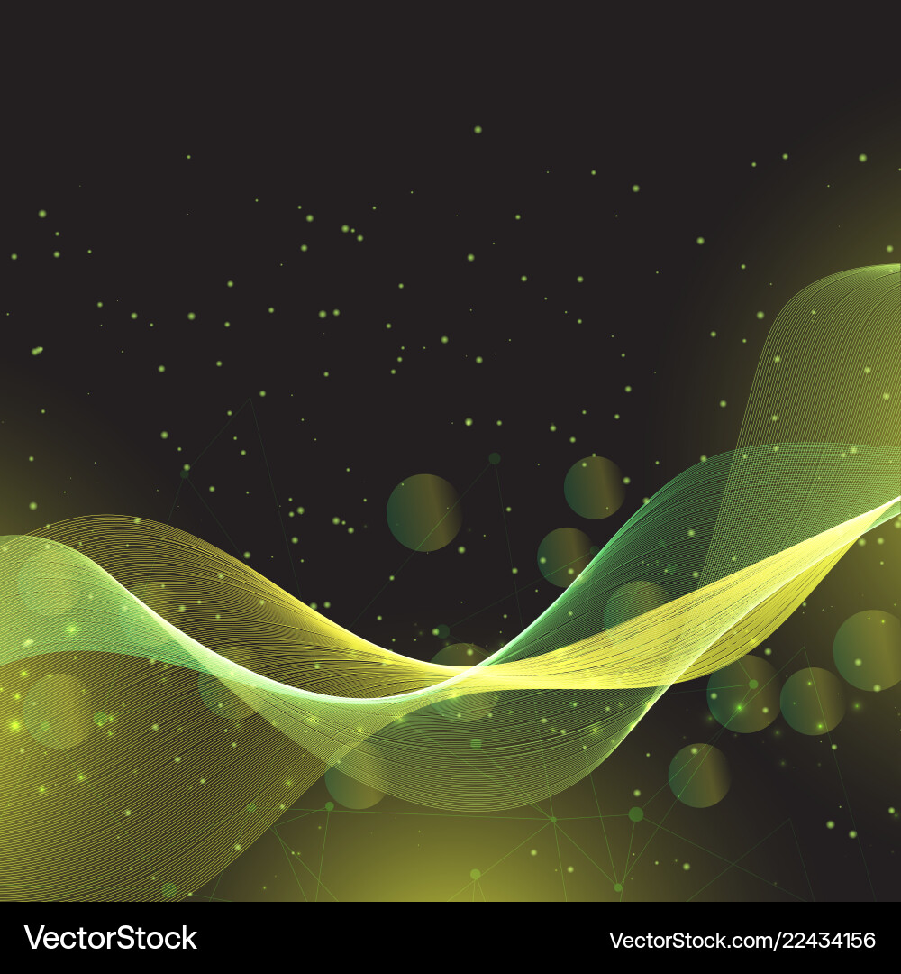 Abstract flowing lines and bokeh lights design vector image