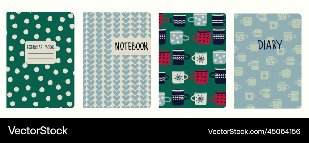 Cover page templates based on patterns with cups Vector Image