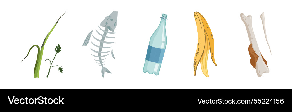 Different garbage and waste type object set Different garbage and waste type object set vector image