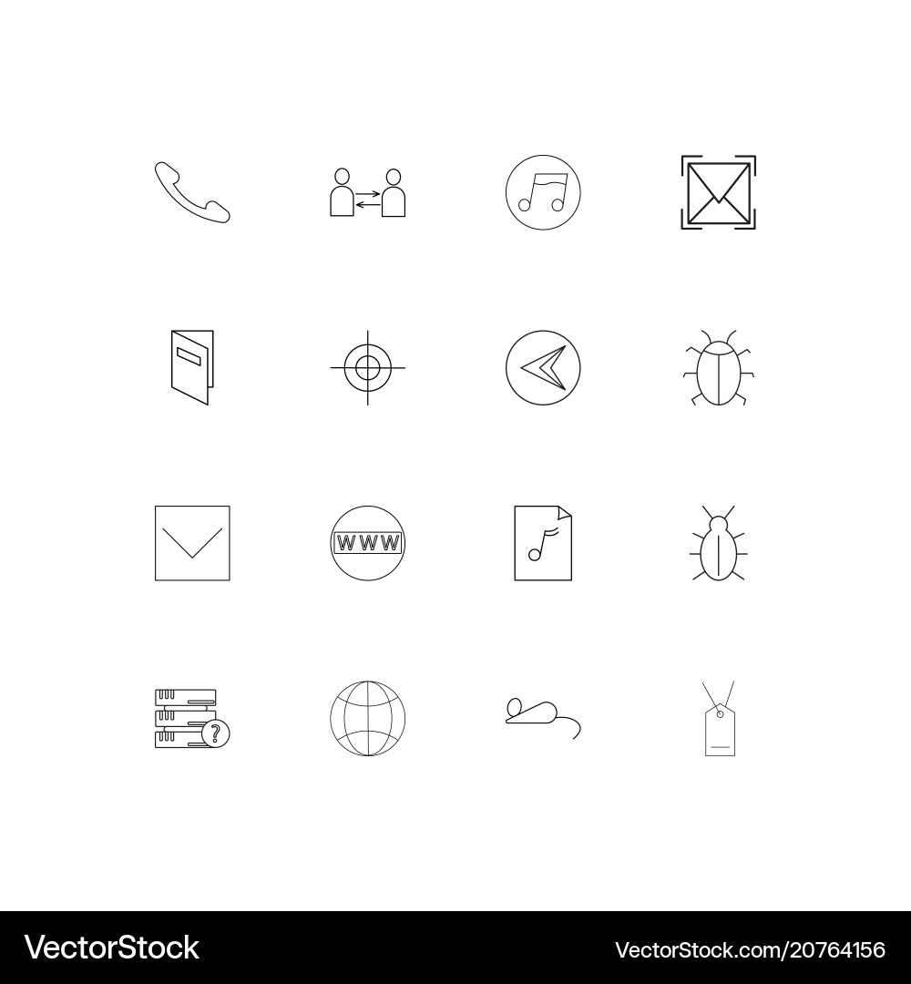 Internet technologies linear thin icons set vector image