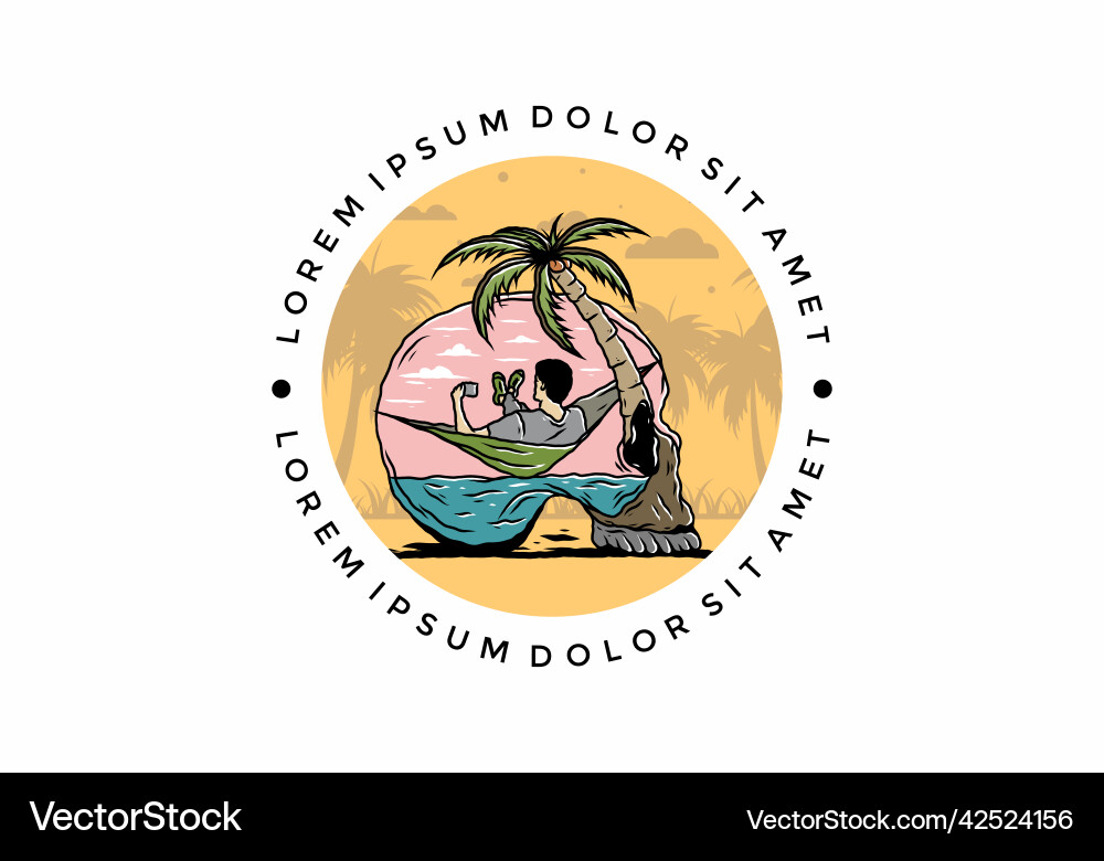 Man on hammock in skull shape Man on hammock in skull shape vector image