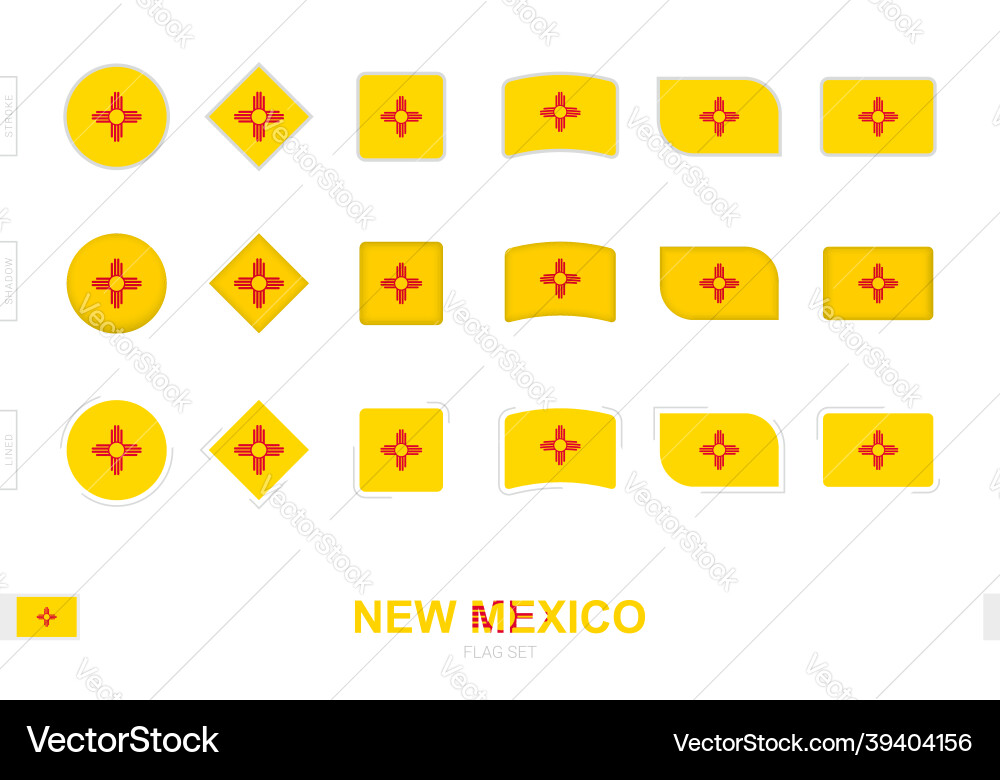 New mexico flag set simple flags New mexico flag set simple flags vector image