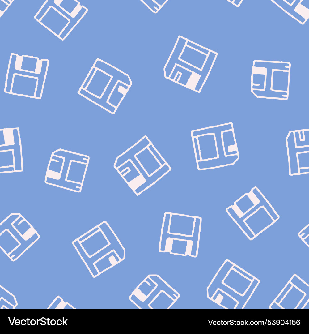 Outline floppy disk seamless pattern for print Outline floppy disk seamless pattern for print vector image