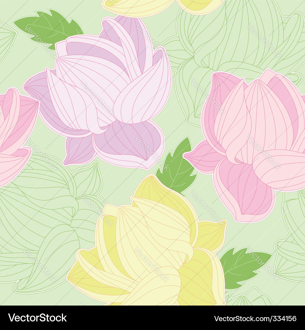 Pink Lotus Floral Pattern Vector Image