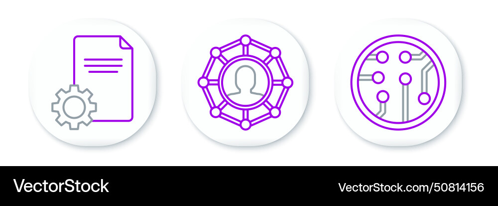 Set line processor file document and project team Vector Image