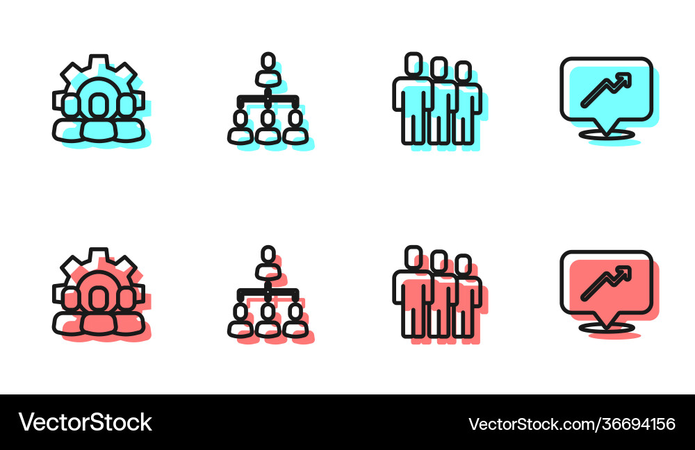 Set line users group project team base hierarchy Set line users group project team base hierarchy Vector Image