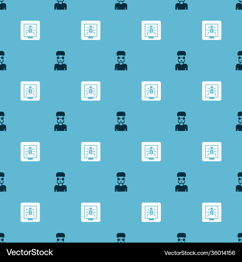 Set nerd geek and insects in a frame on seamless Set nerd geek and insects in a frame on seamless vector image