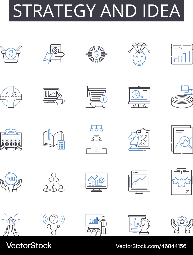 Strategy and idea line icons collection purpose Strategy and idea line icons collection purpose vector image