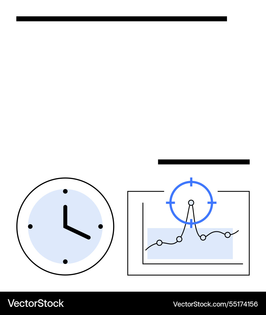 Time management focus with clock and analyzed Time management focus with clock and analyzed vector image