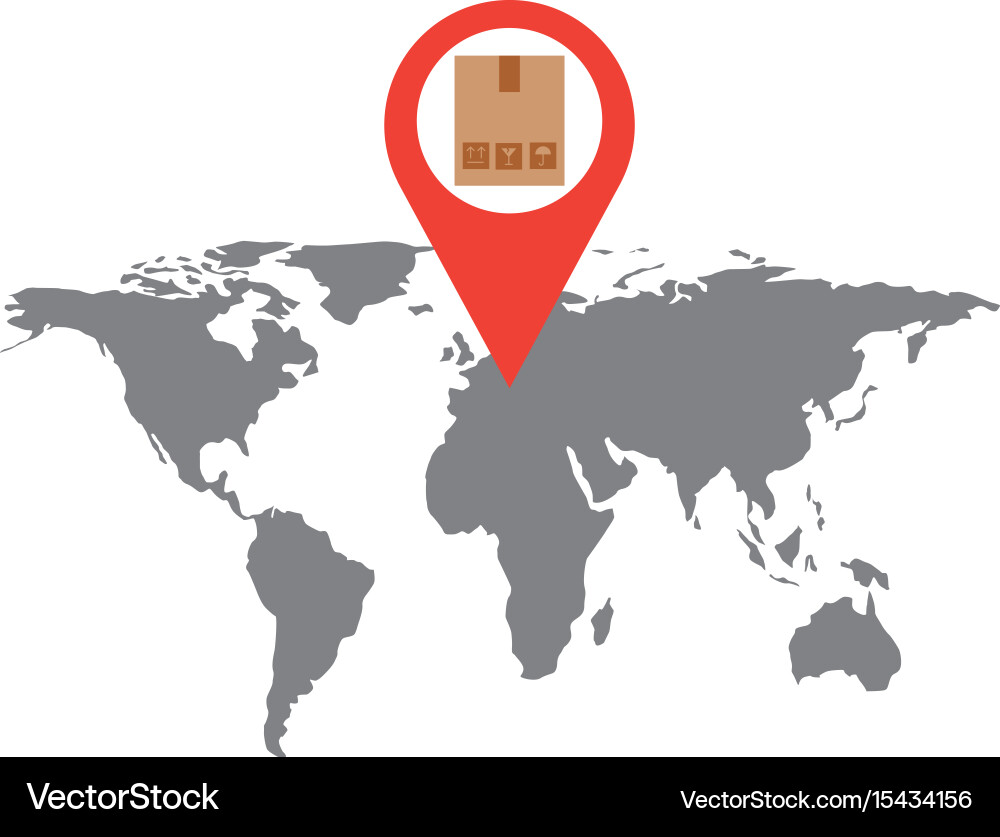 World map with pin location box Vector Image