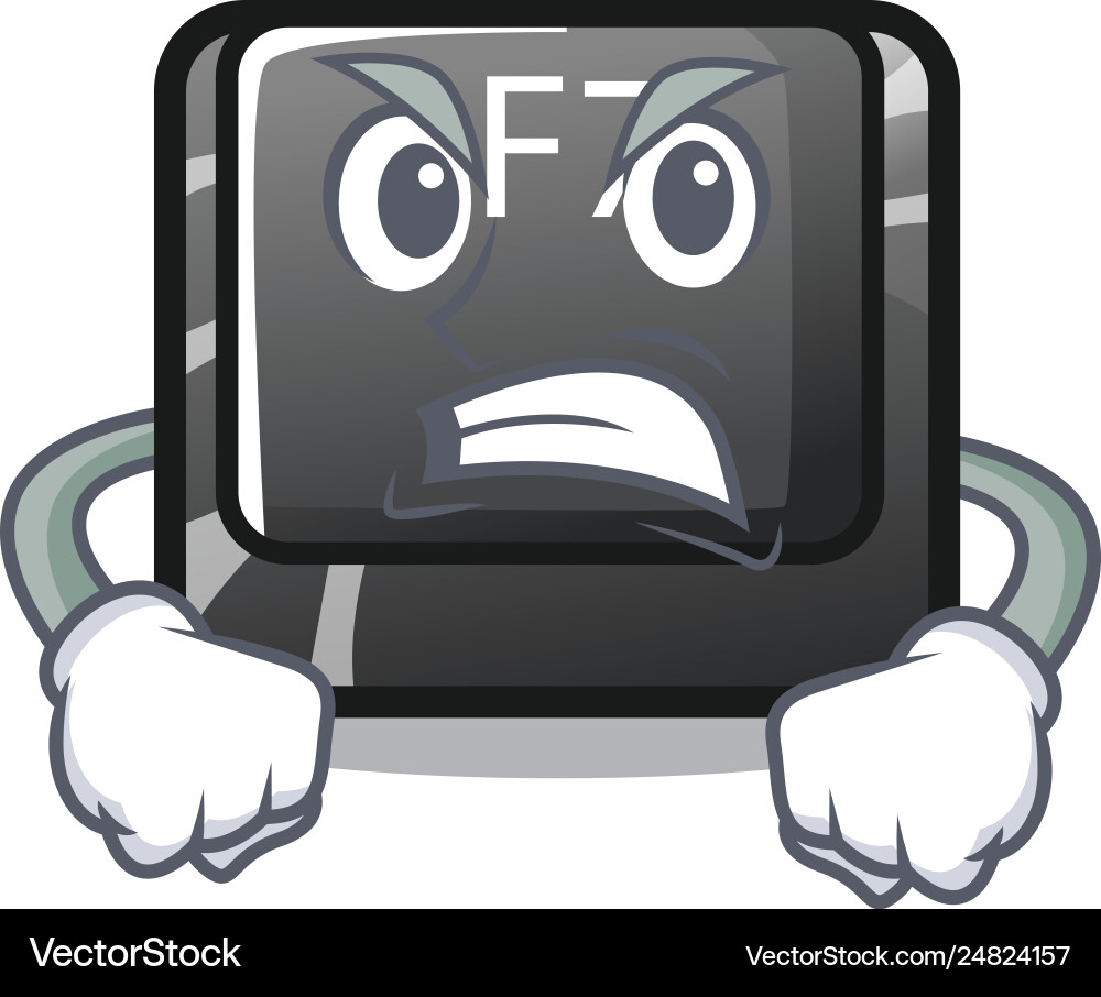 Angry f7 button installed in computer cartoon vector image