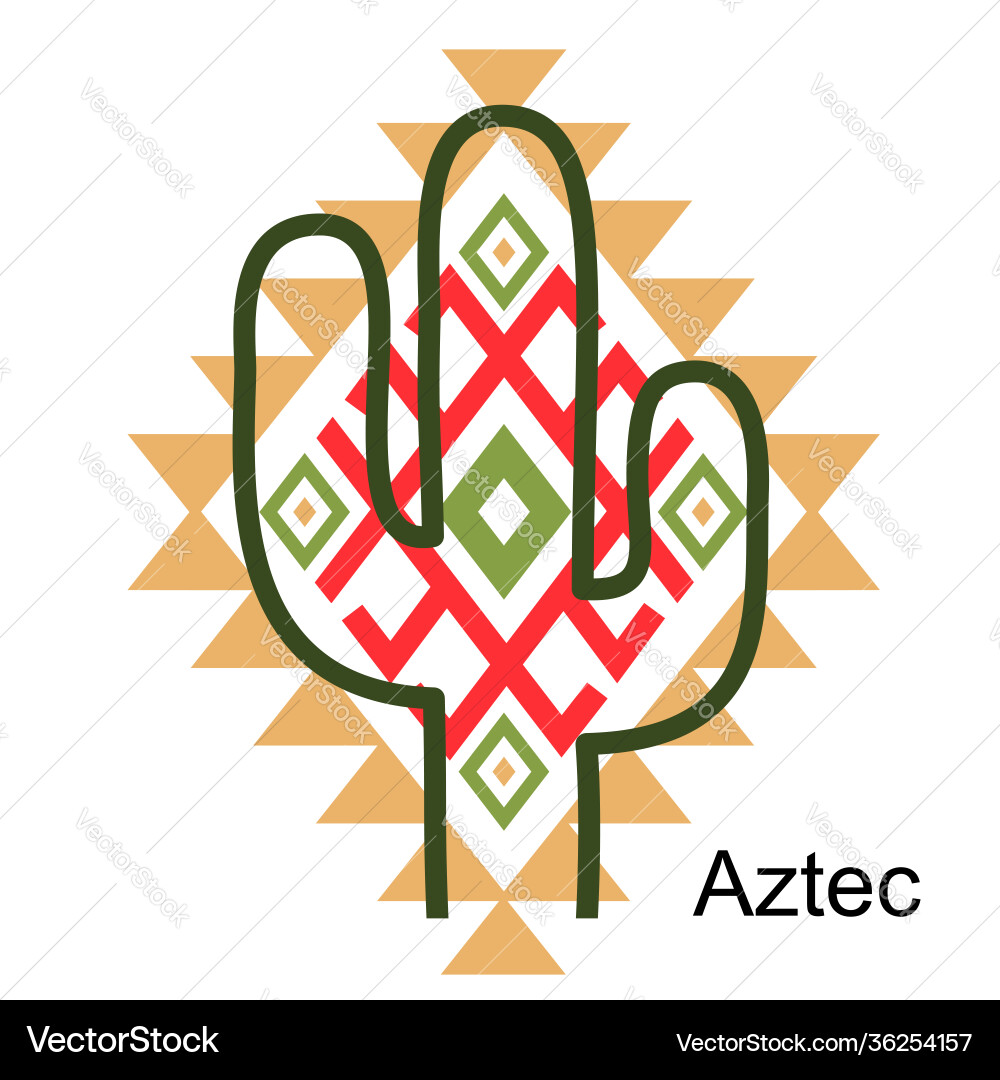 Aztec Cactus Print Boho Ornament Vector Image