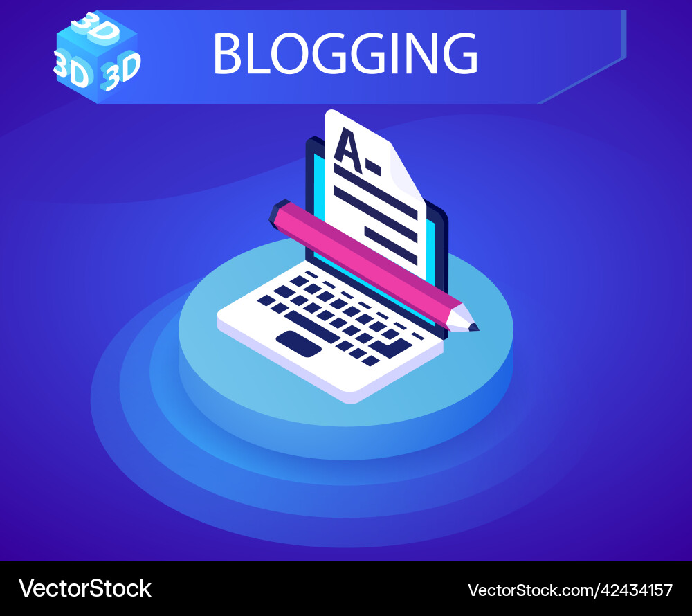 Blogging isometric design icon web 3d colorful Blogging isometric design icon web 3d colorful vector image