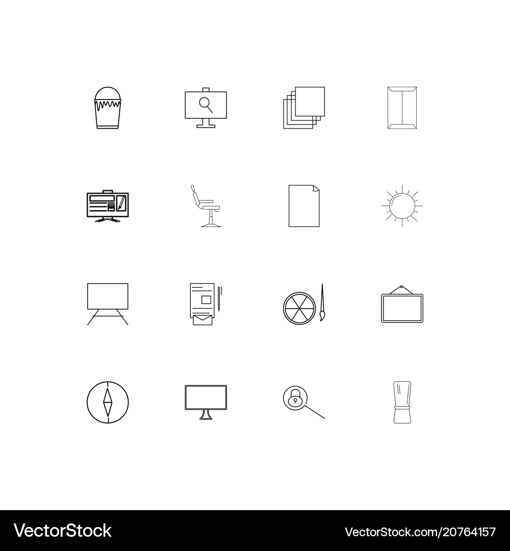 Creative process and design linear thin icons set vector image