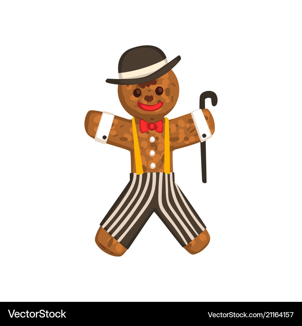 Gingerbread man looks like gentleman christmas Gingerbread man looks like gentleman christmas vector image