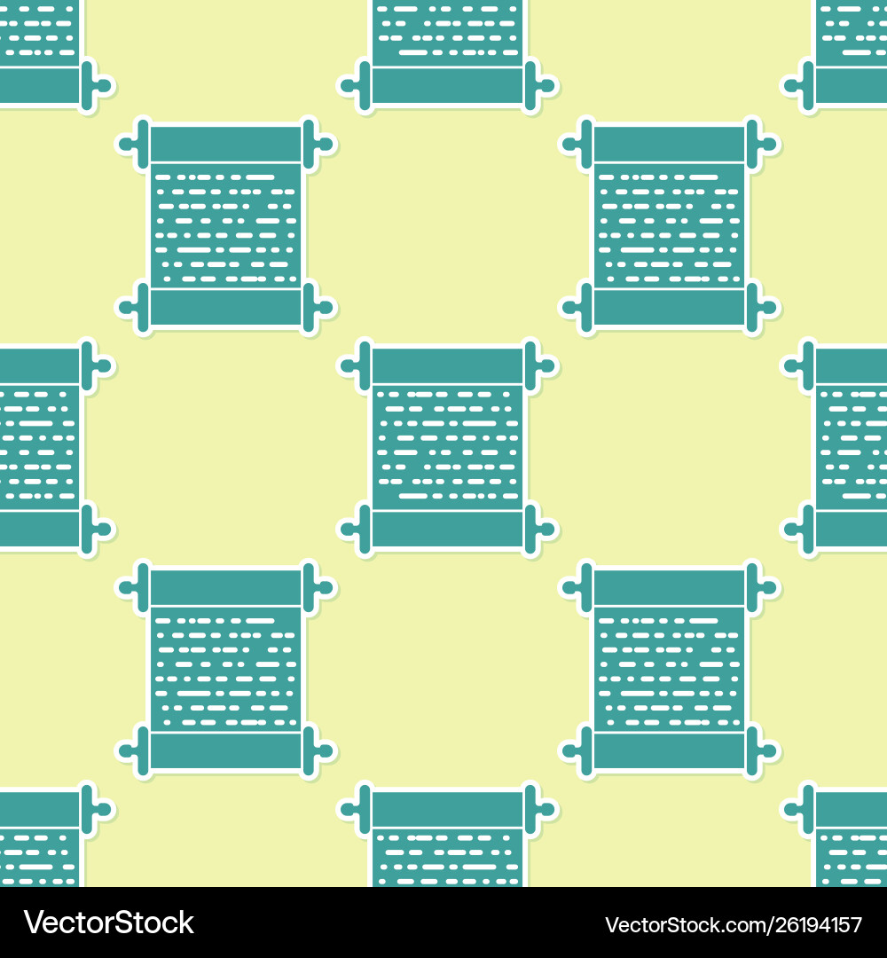 Green paper scroll icon isolated seamless pattern Green paper scroll icon isolated seamless pattern vector image