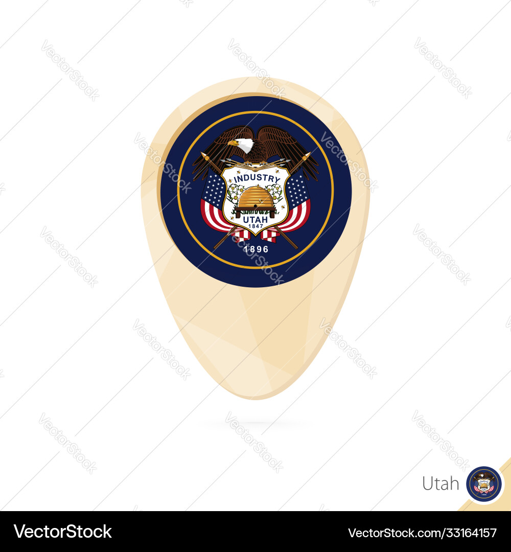 Map pointer with flag utah orange abstract Map pointer with flag utah orange abstract vector image